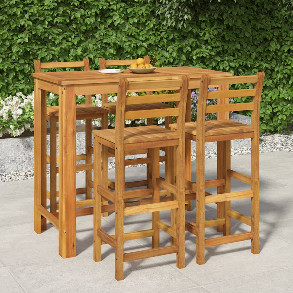 5-Tlg. Gartenbar-Set Massivholz Akazie
