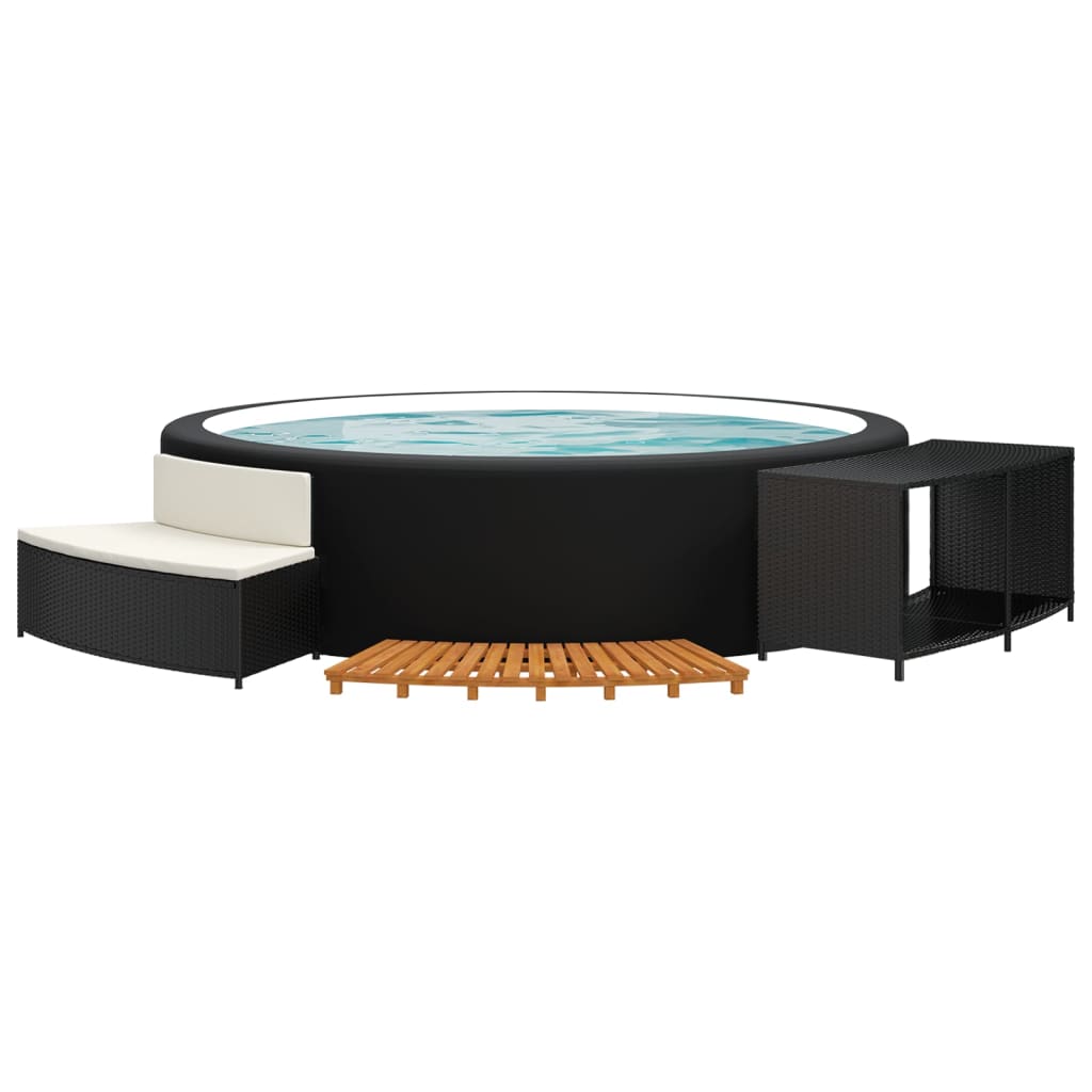 Whirlpool-Umrandung Poly-Rattan Und Massivholz Akazie