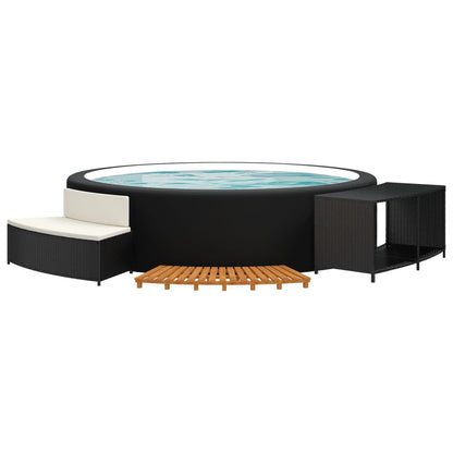 Whirlpool-Umrandung Poly-Rattan Und Massivholz Akazie