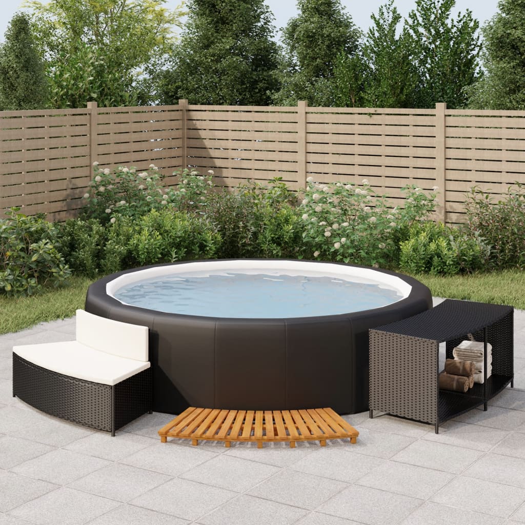 Whirlpool-Umrandung Poly-Rattan Und Massivholz Akazie