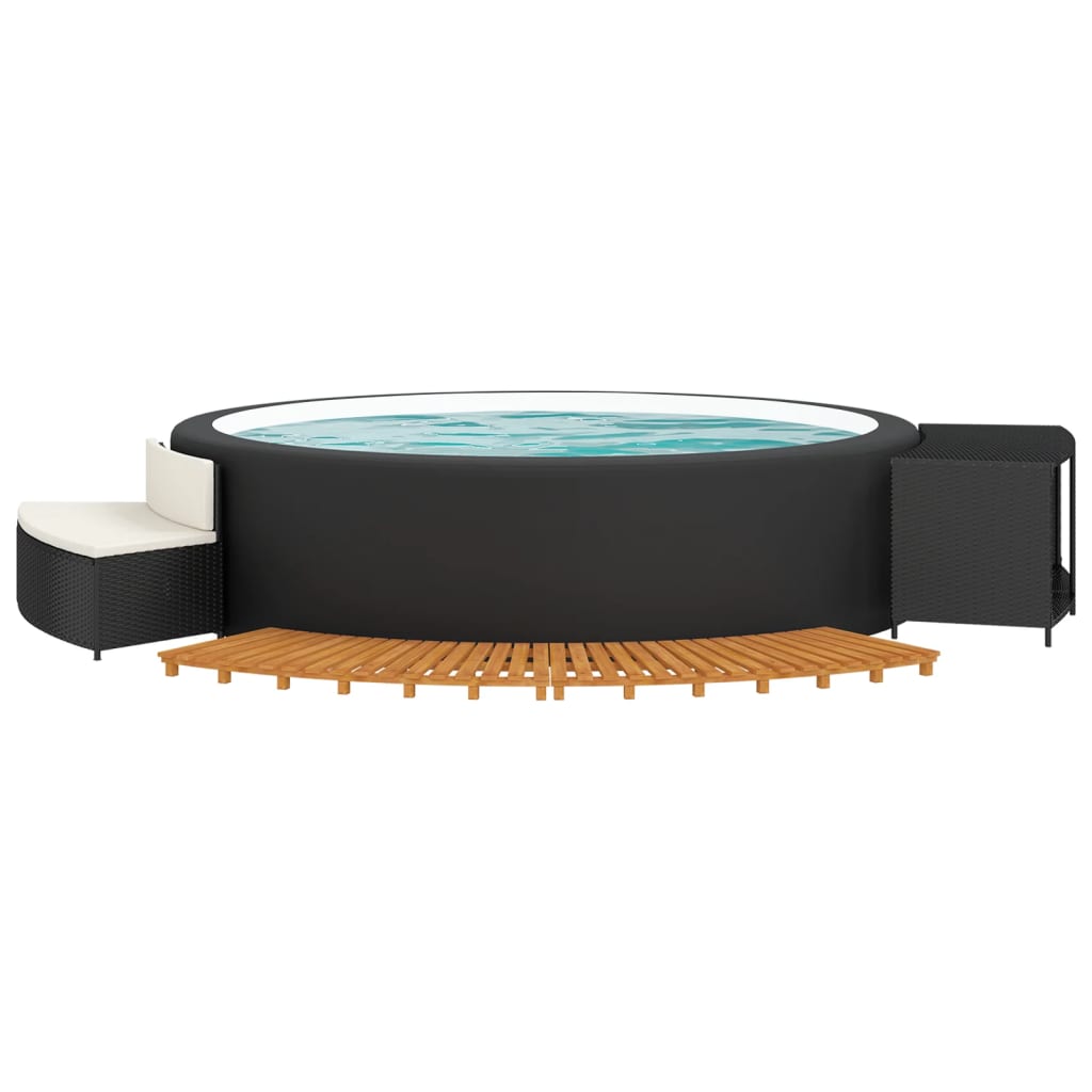 Whirlpool-Umrandung Poly-Rattan Und Massivholz Akazie