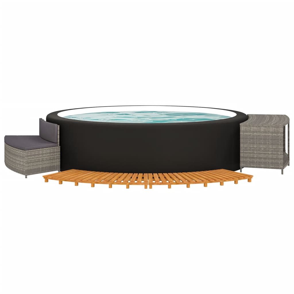 Whirlpool-Umrandung Poly Rattan Und Massivholz Akazie