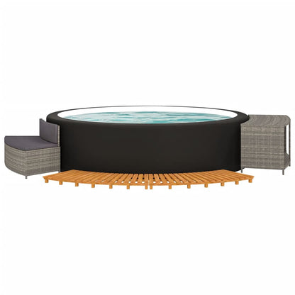 Whirlpool-Umrandung Poly Rattan Und Massivholz Akazie