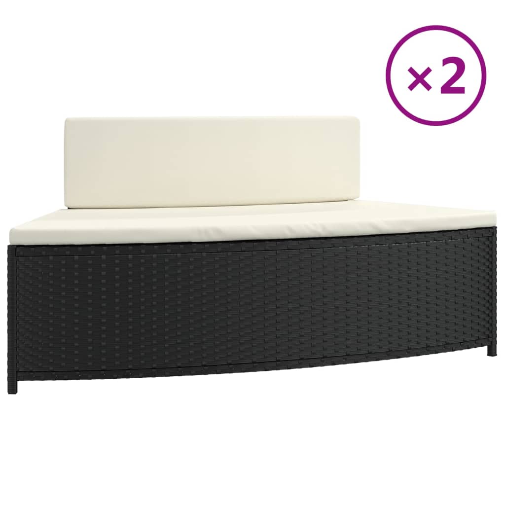 Whirlpool-Bänke Mit Auflagen 2 Stk. Poly-Rattan