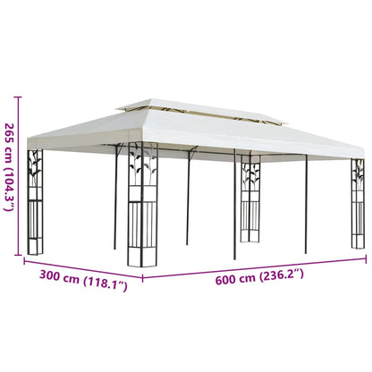 Pavillon Mit Doppeldach Weiß 6X3 M Stahl Weiß