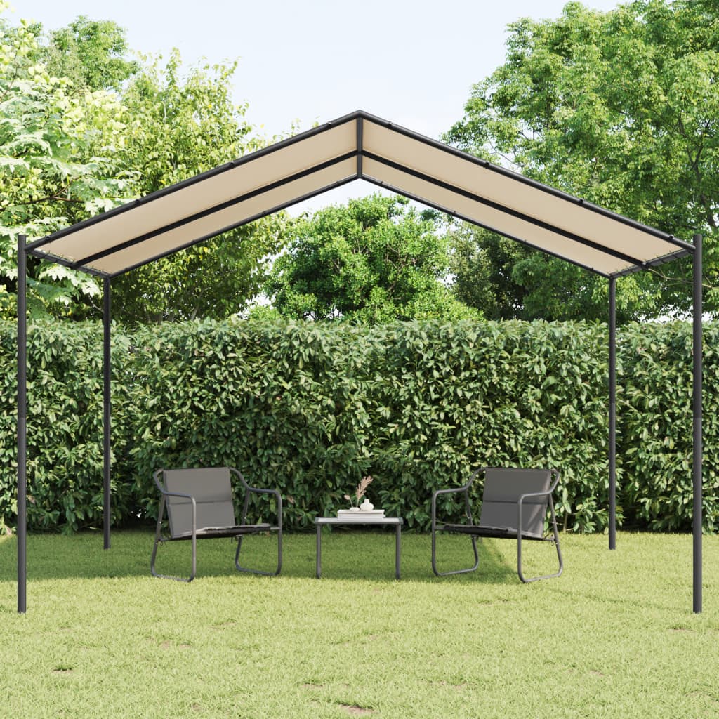 Gartenpavillon Beige 4X4 M Stahl Und Stoff