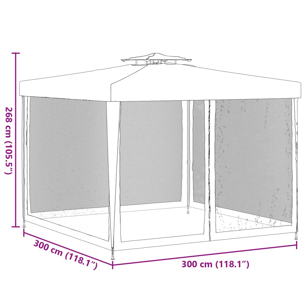 Pavillon Mit Doppeldach 3X3X2,68 M Stoff