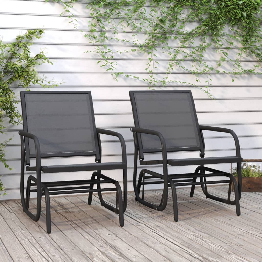 Garten-Schaukelstühle 2 Stk. 61X76X87Cm Textilene Stahl