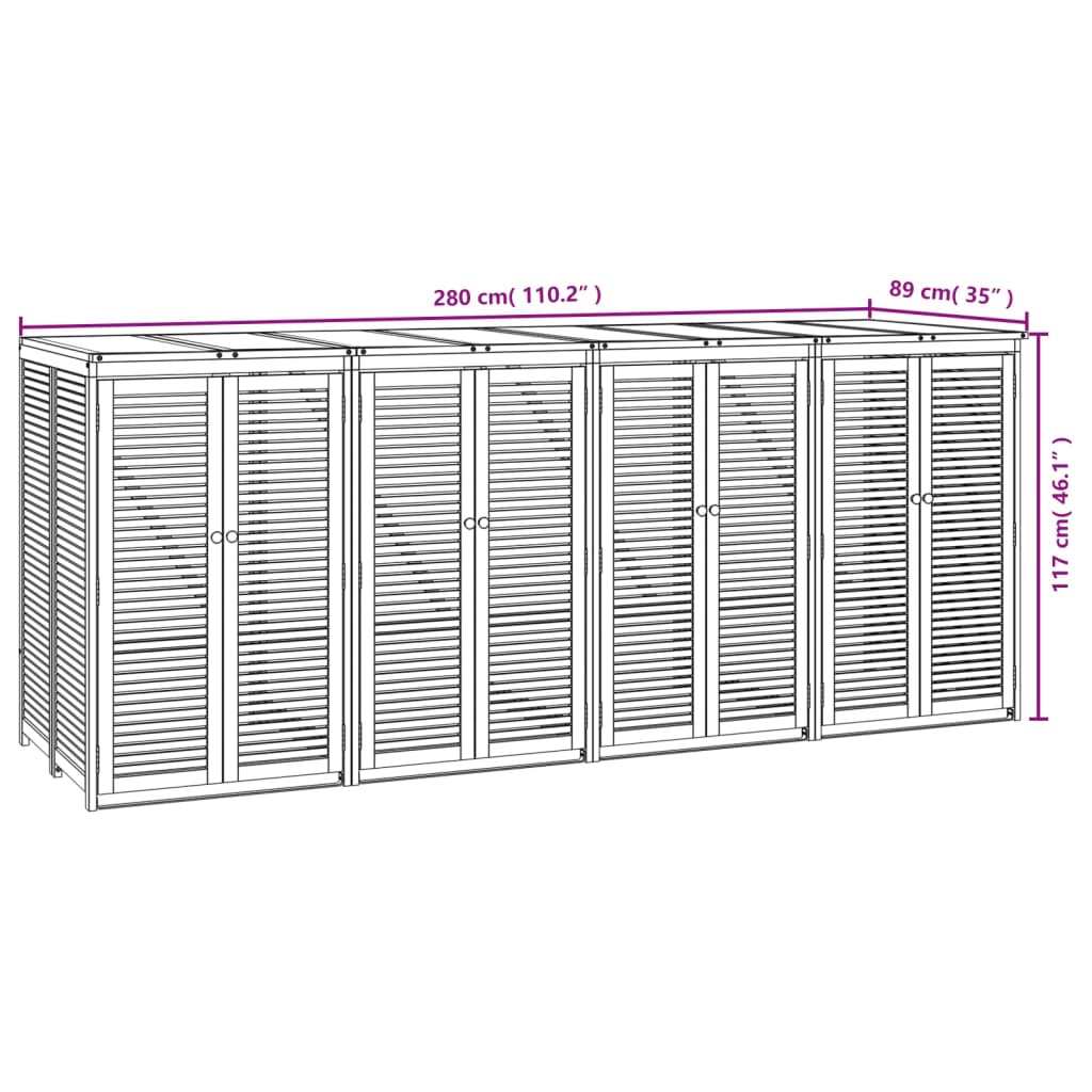 Mülltonnenbox Für 280X89X117 Cm Massivholz Akazie