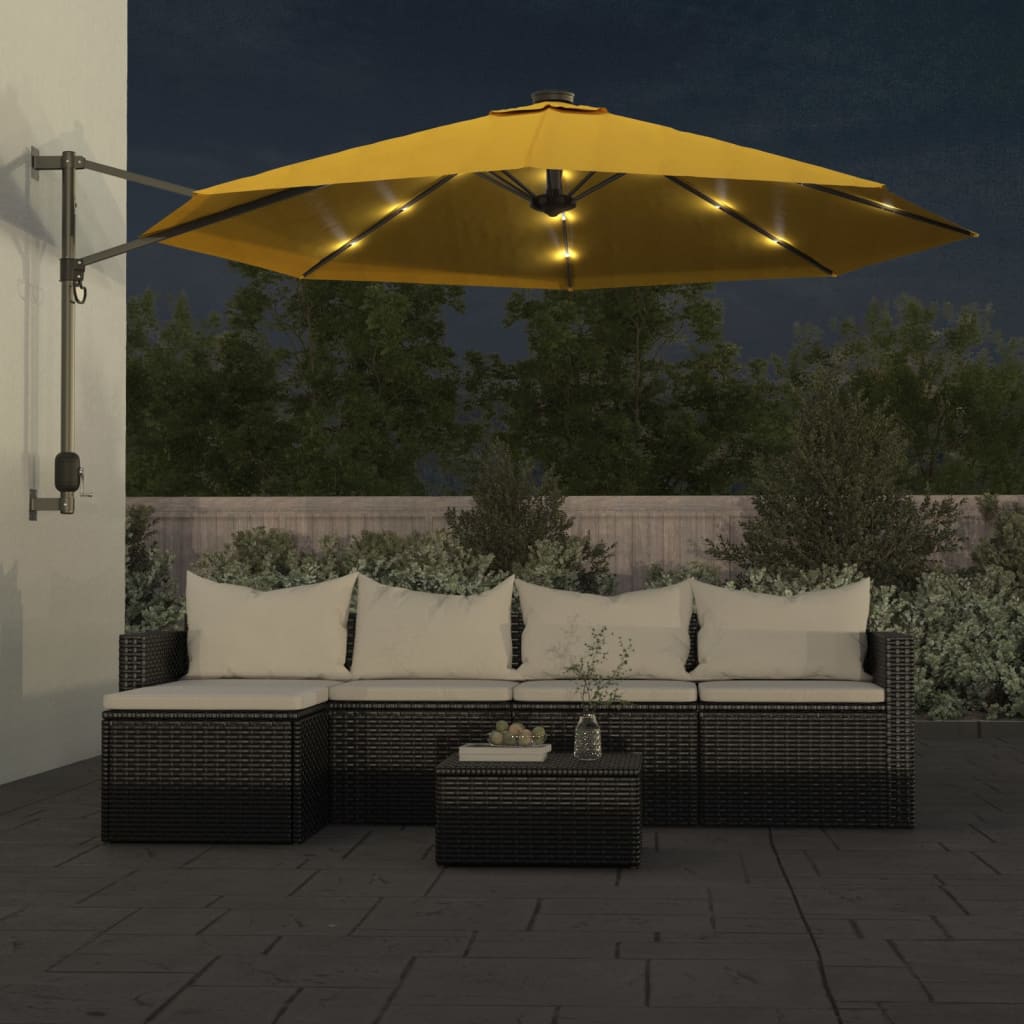 Wand-Sonnenschirm Mit Leds 290 Cm