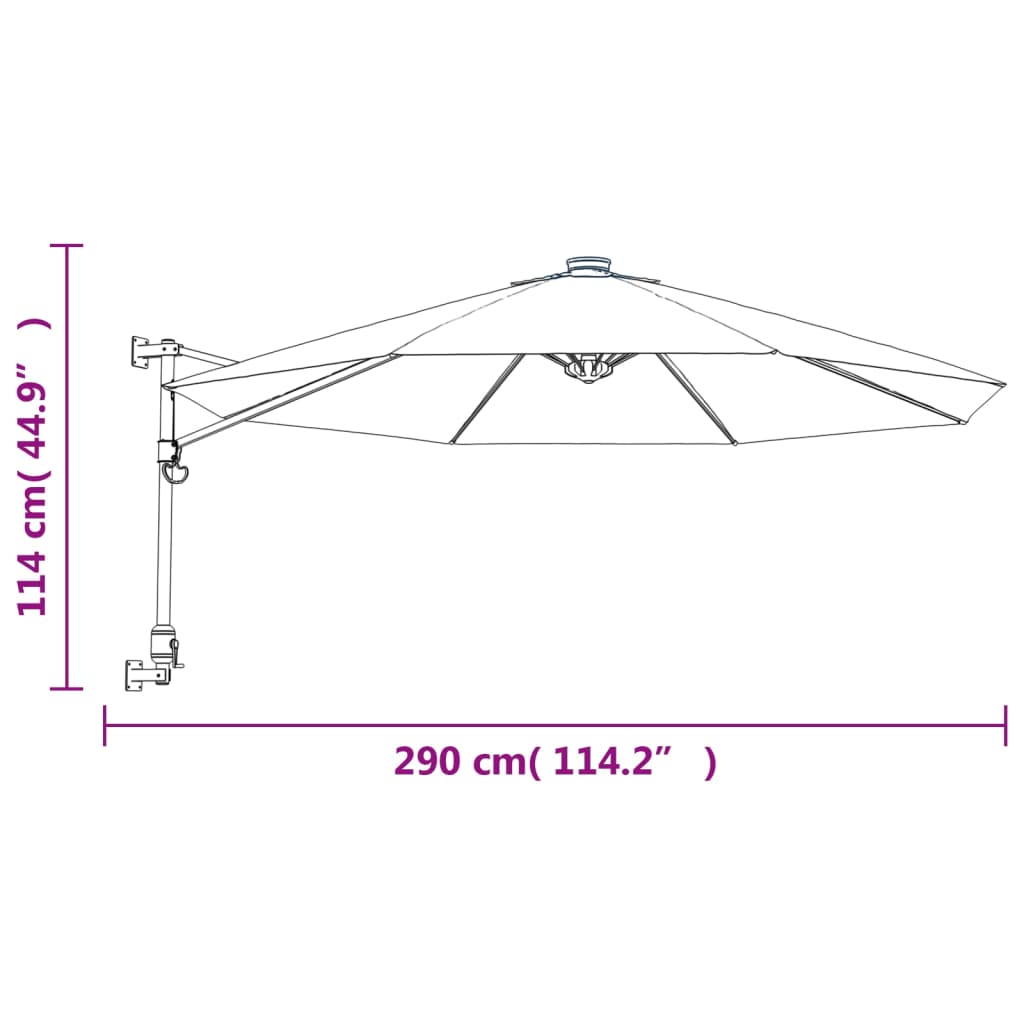 Wand-Sonnenschirm Mit Leds 290 Cm