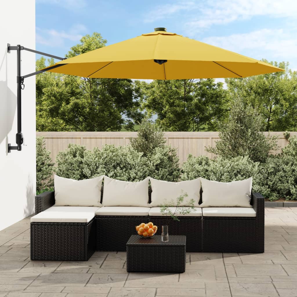 Wand-Sonnenschirm Mit Leds 290 Cm