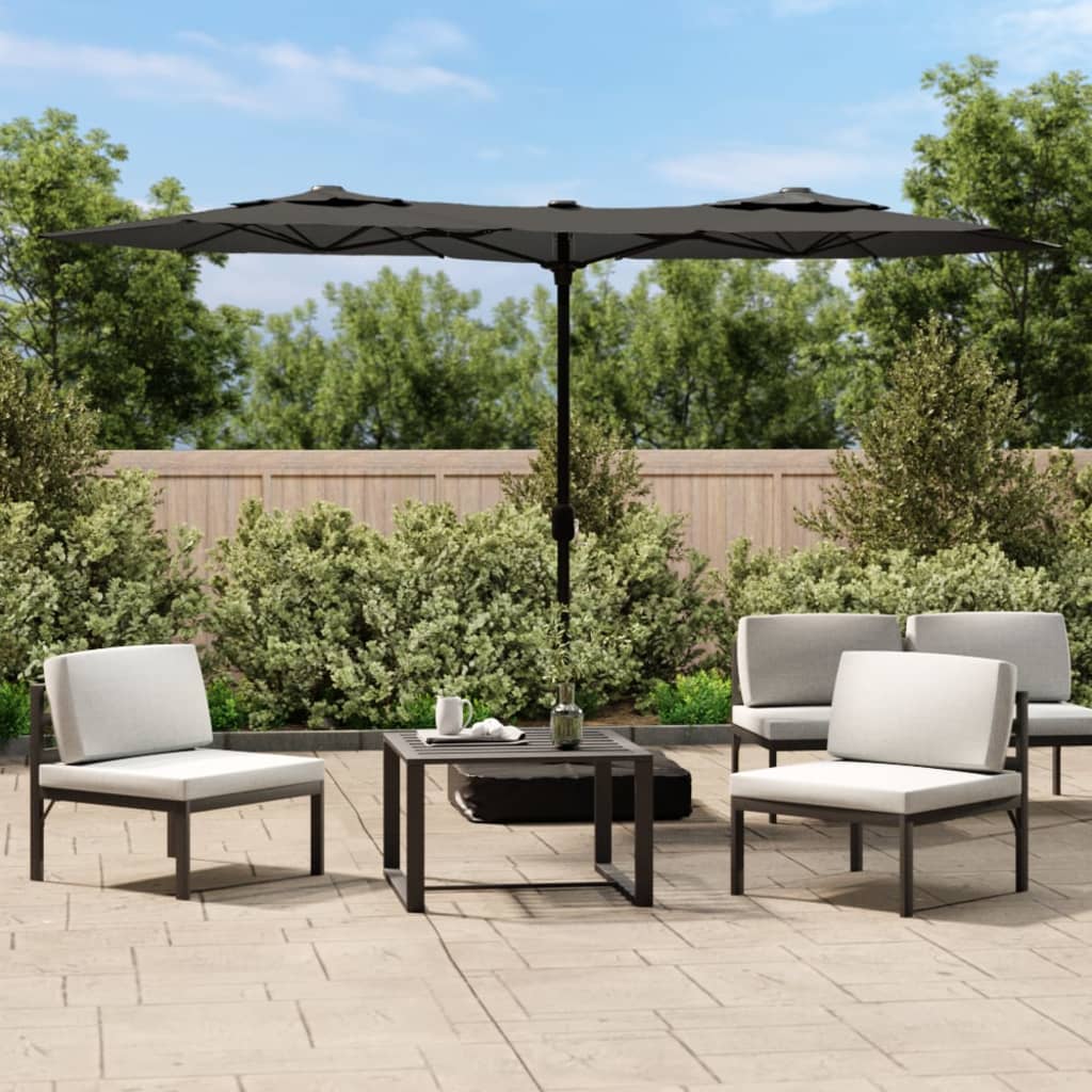 Doppel-Sonnenschirm Mit Led-Leuchten Bordeaux 316X145 Cm