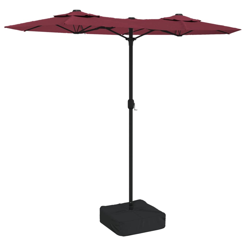 Doppel-Sonnenschirm Mit Led-Leuchten Bordeaux 316X145 Cm