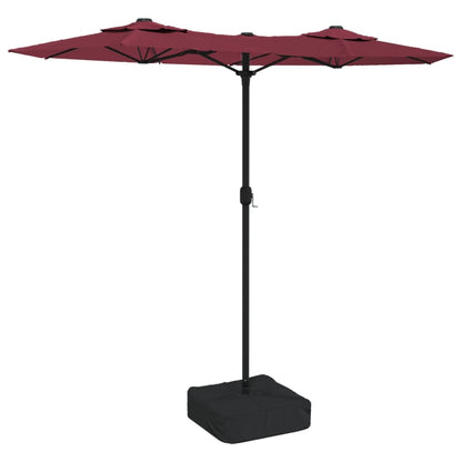 Doppel-Sonnenschirm Mit Led-Leuchten Bordeaux 316X145 Cm