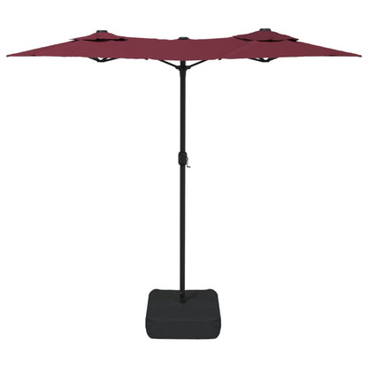 Doppel-Sonnenschirm Mit Led-Leuchten Bordeaux 316X145 Cm