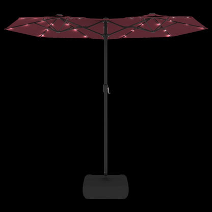 Doppel-Sonnenschirm Mit Led-Leuchten Bordeaux 316X145 Cm