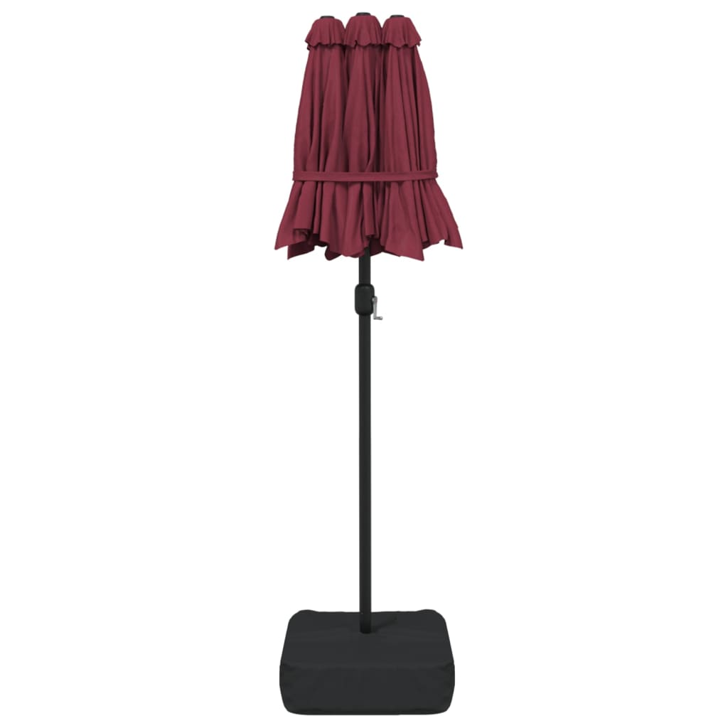 Doppel-Sonnenschirm Mit Led-Leuchten Bordeaux 316X145 Cm