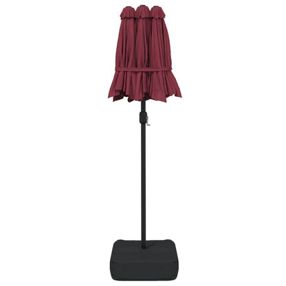 Doppel-Sonnenschirm Mit Led-Leuchten Bordeaux 316X145 Cm