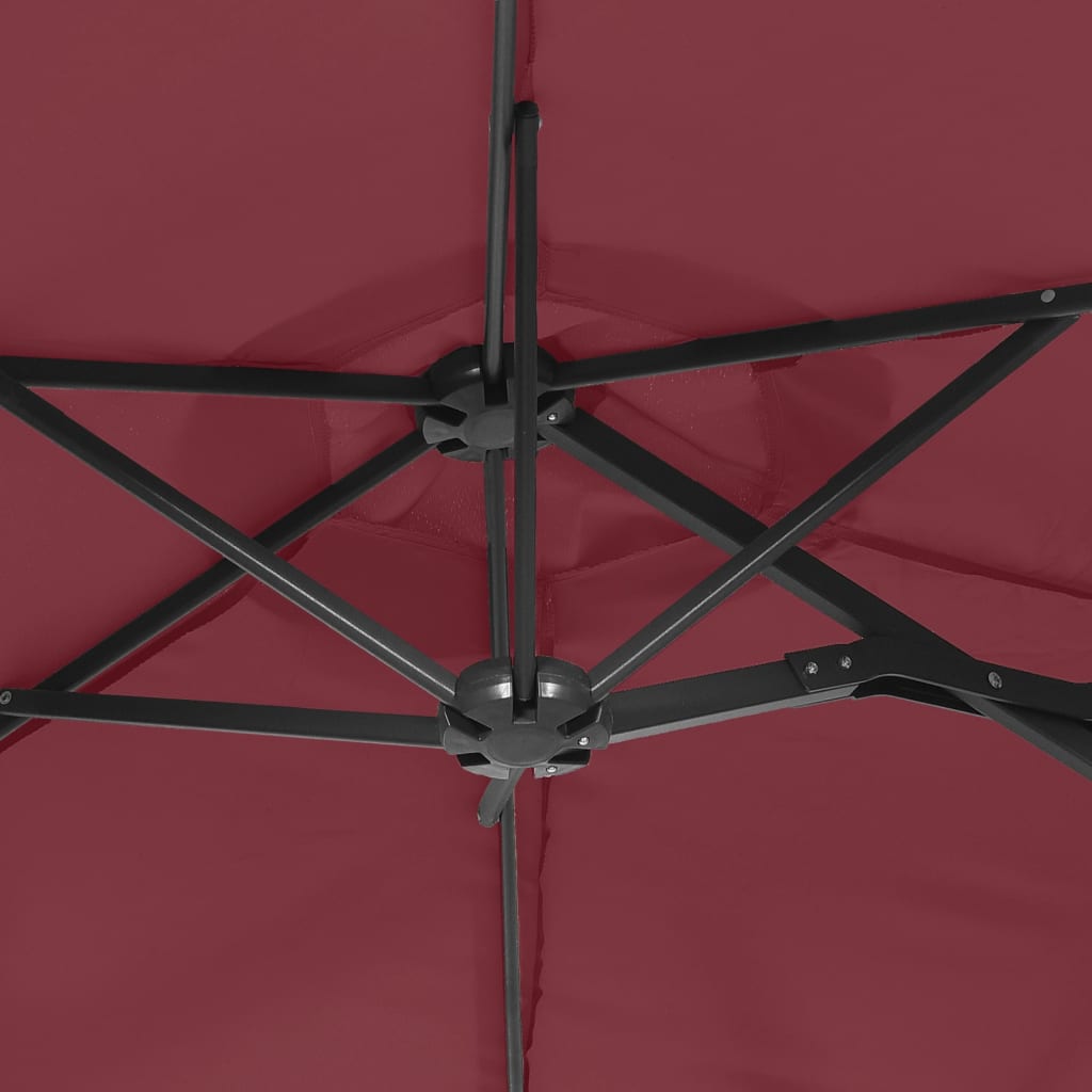 Doppel-Sonnenschirm Mit Led-Leuchten Bordeaux 316X145 Cm