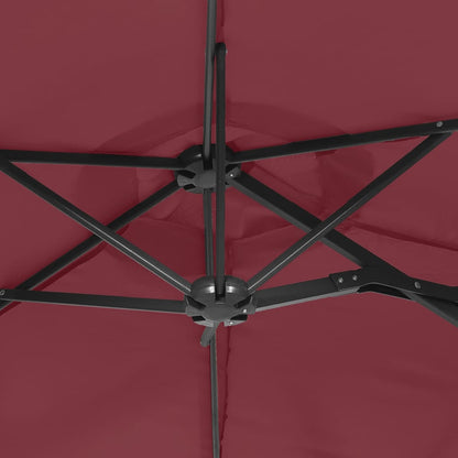 Doppel-Sonnenschirm Mit Led-Leuchten Bordeaux 316X145 Cm