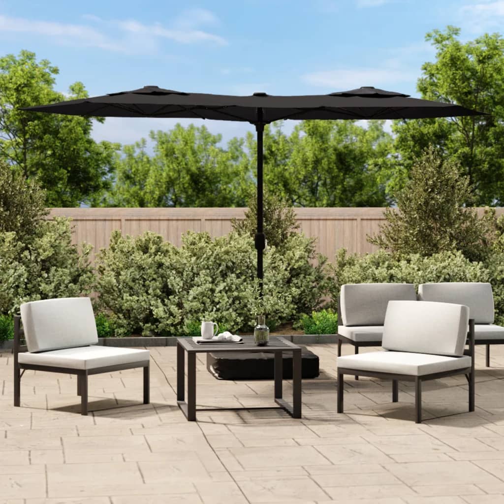 Doppel-Sonnenschirm Mit Led-Leuchten Bordeaux 316X145 Cm