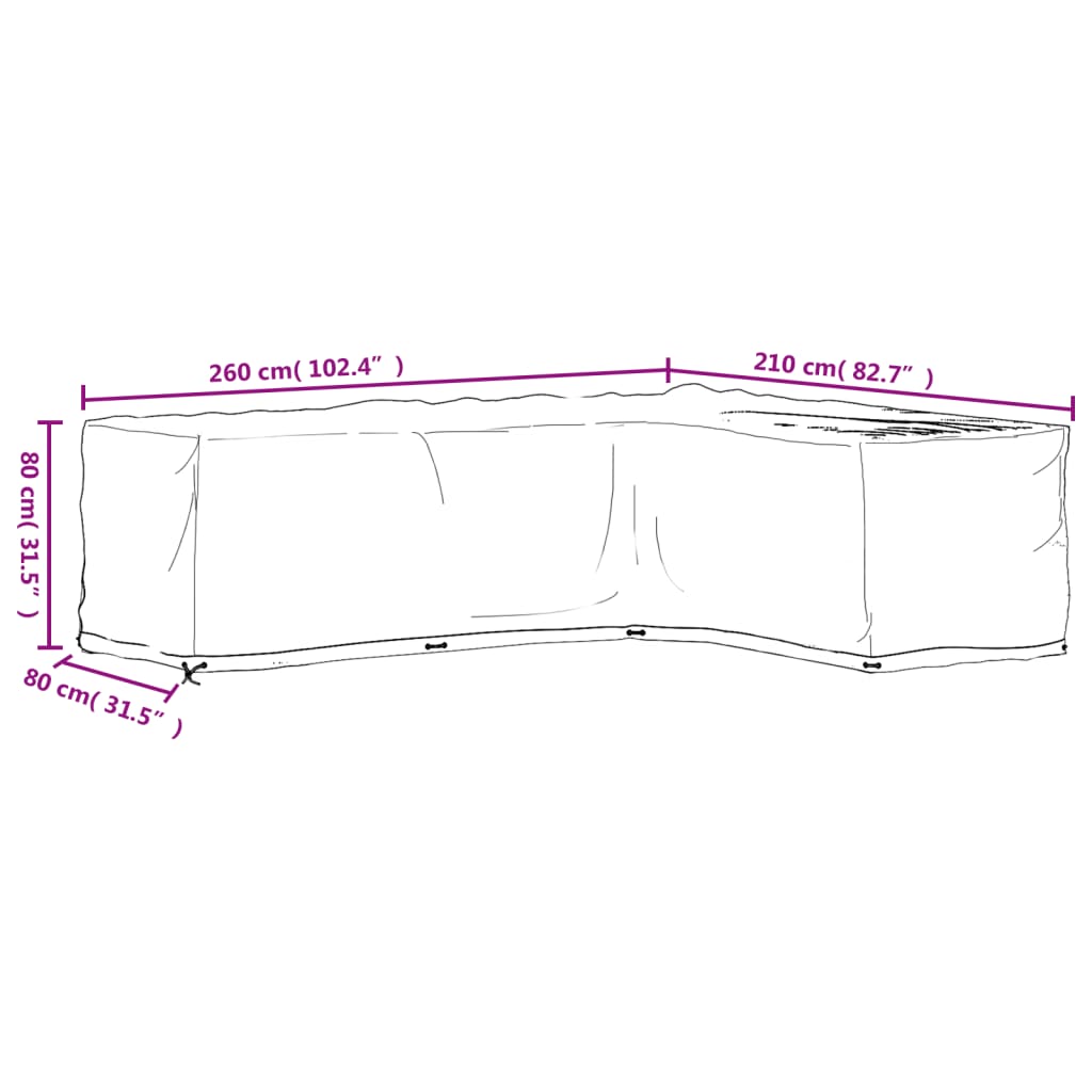 Gartenmöbel-Abdeckung In L-Form 16 Ösen