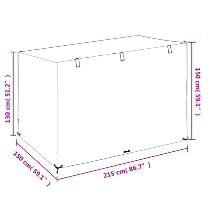 Abdeckung Für Schaukelbank 12Ösen 215X150X130/150Cm Polyethylen