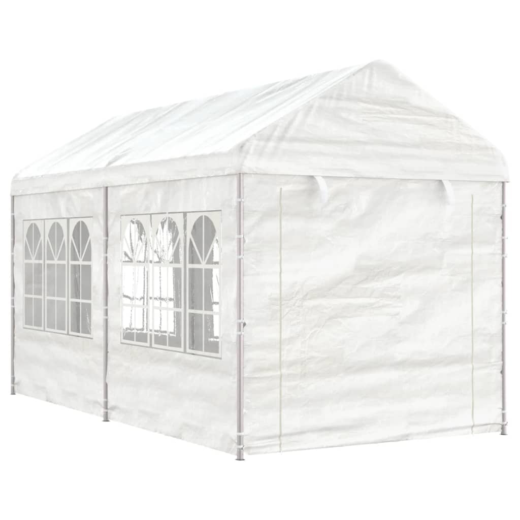 Pavillon Mit Dach Weiß 20,07X2,28X2,69 M Polyethylen