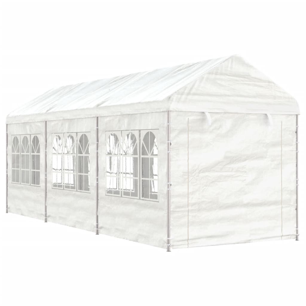 Pavillon Mit Dach Weiß 20,07X2,28X2,69 M Polyethylen
