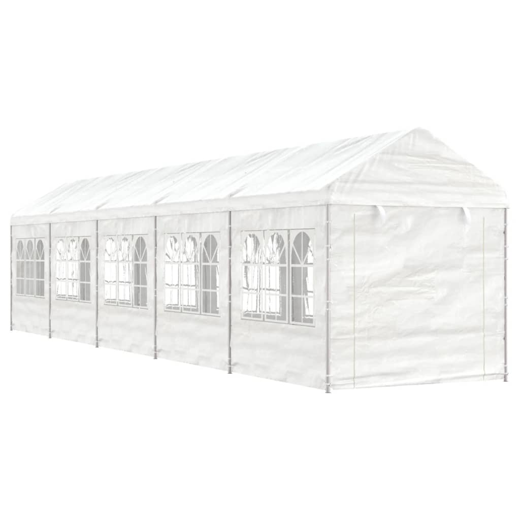Pavillon Mit Dach Weiß 20,07X2,28X2,69 M Polyethylen