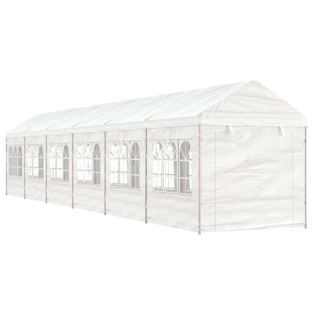 Pavillon Mit Dach Weiß 20,07X2,28X2,69 M Polyethylen