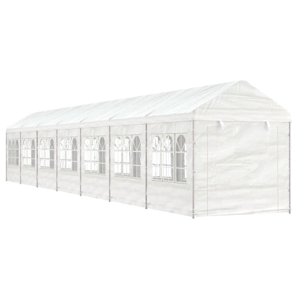 Pavillon Mit Dach Weiß 20,07X2,28X2,69 M Polyethylen