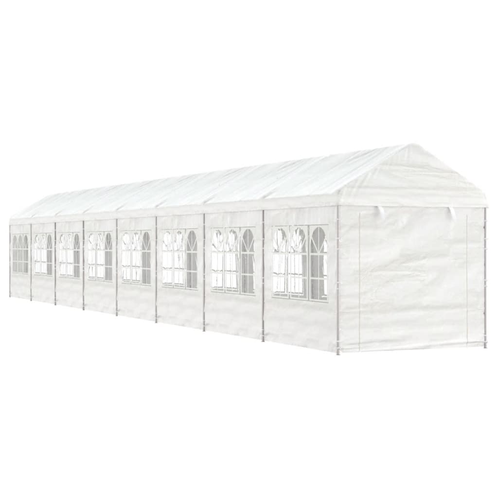 Pavillon Mit Dach Weiß 20,07X2,28X2,69 M Polyethylen