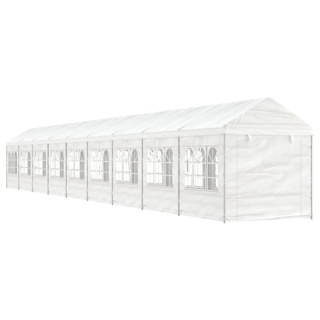 Pavillon Mit Dach Weiß 20,07X2,28X2,69 M Polyethylen