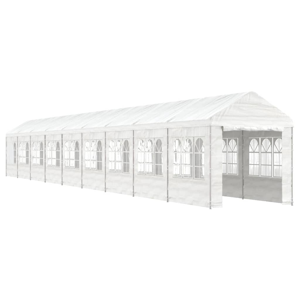 Pavillon Mit Dach Weiß 20,07X2,28X2,69 M Polyethylen