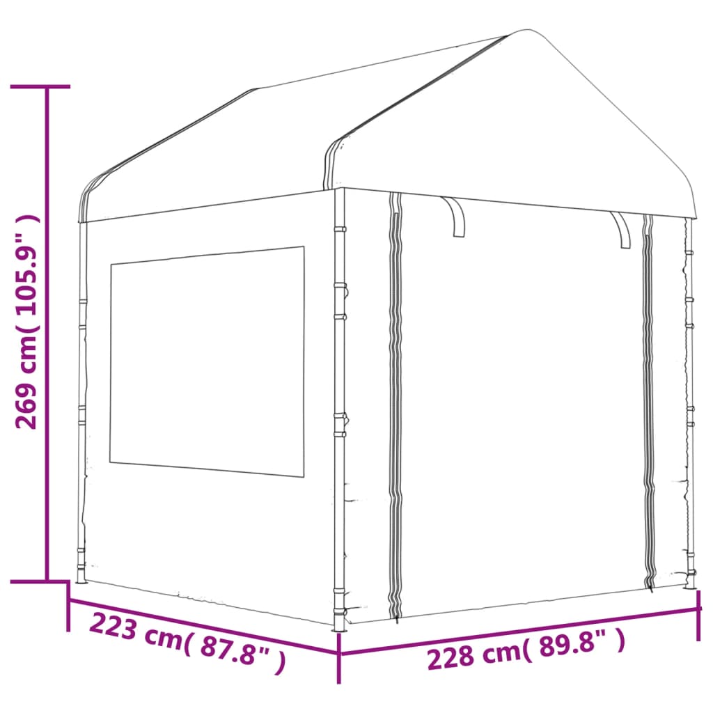 Pavillon Mit Dach Weiß 20,07X2,28X2,69 M Polyethylen