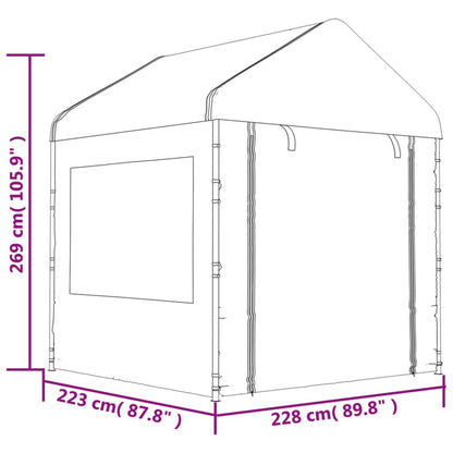 Pavillon Mit Dach Weiß 20,07X2,28X2,69 M Polyethylen