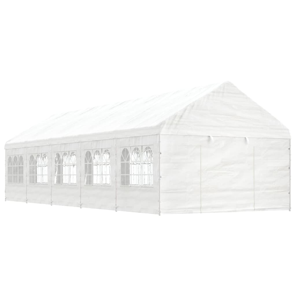 Pavillon Mit Dach Weiß 20,07X4,08X3,22 M Polyethylen