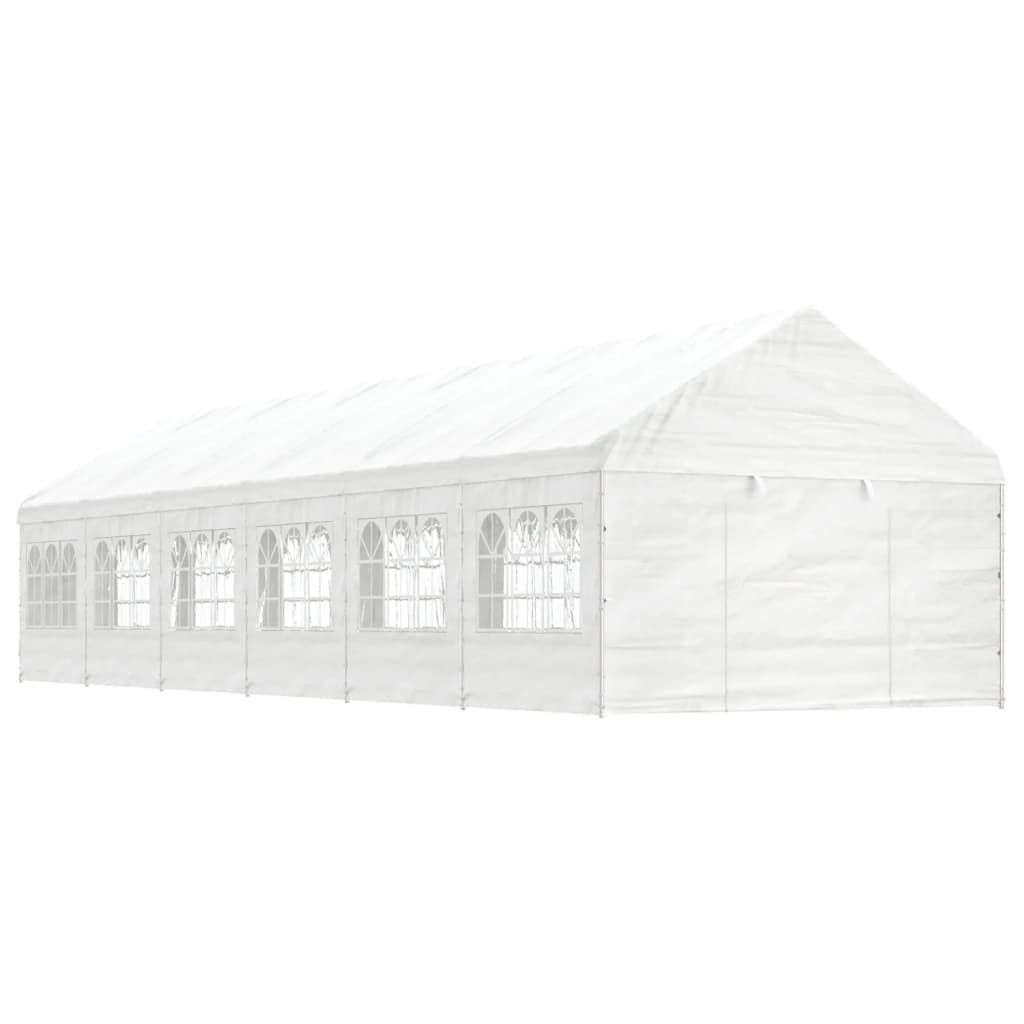 Pavillon Mit Dach Weiß 20,07X4,08X3,22 M Polyethylen