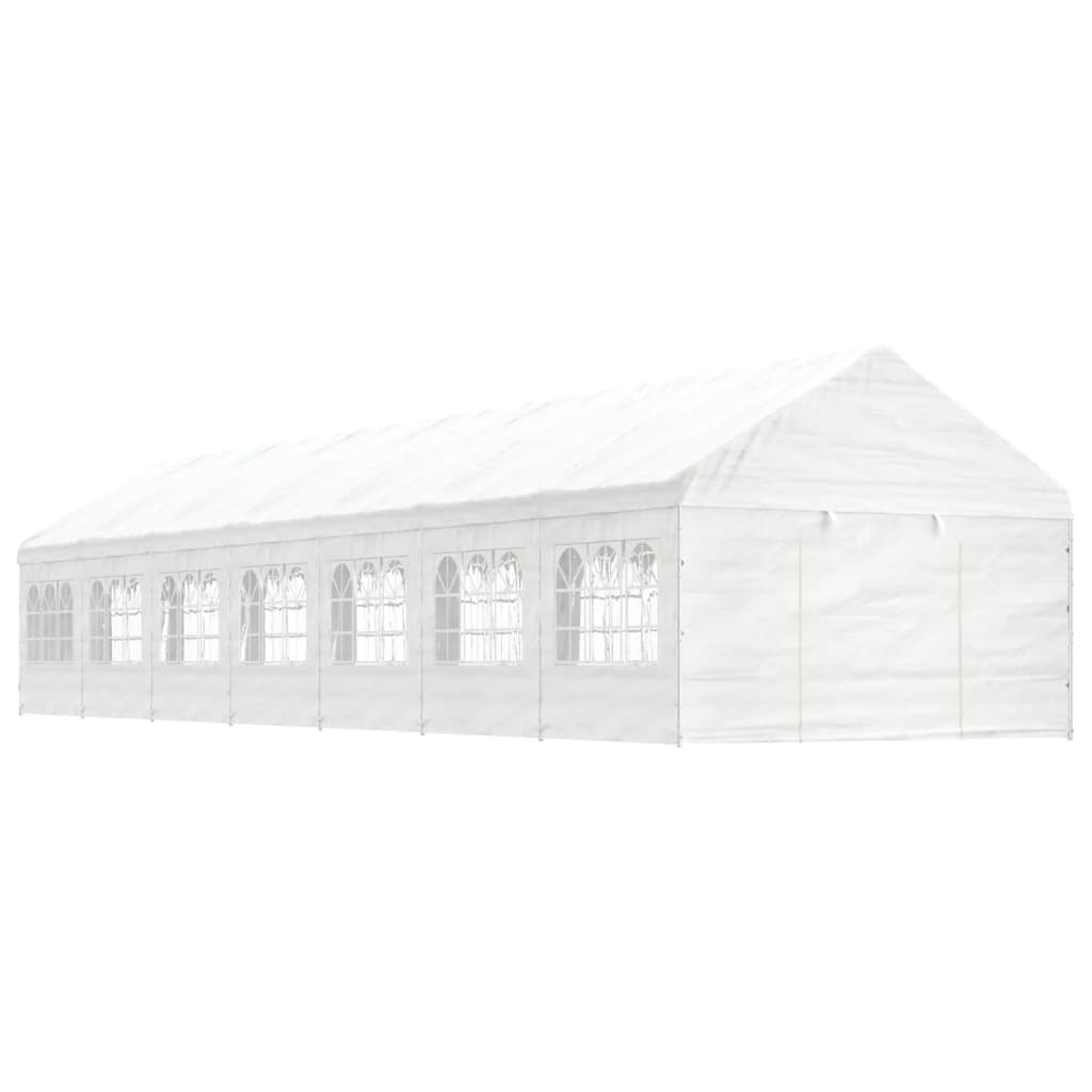 Pavillon Mit Dach Weiß 20,07X4,08X3,22 M Polyethylen