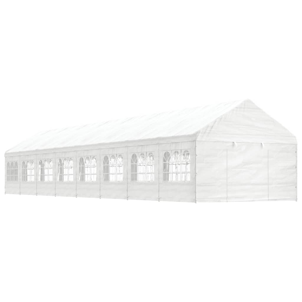 Pavillon Mit Dach Weiß 20,07X4,08X3,22 M Polyethylen