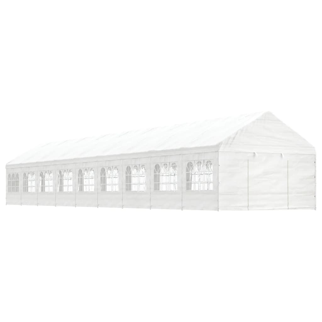 Pavillon Mit Dach Weiß 20,07X4,08X3,22 M Polyethylen
