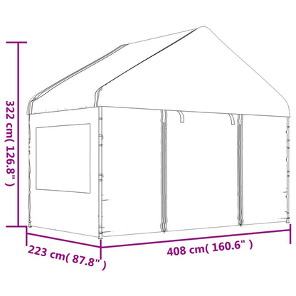 Pavillon Mit Dach Weiß 20,07X4,08X3,22 M Polyethylen