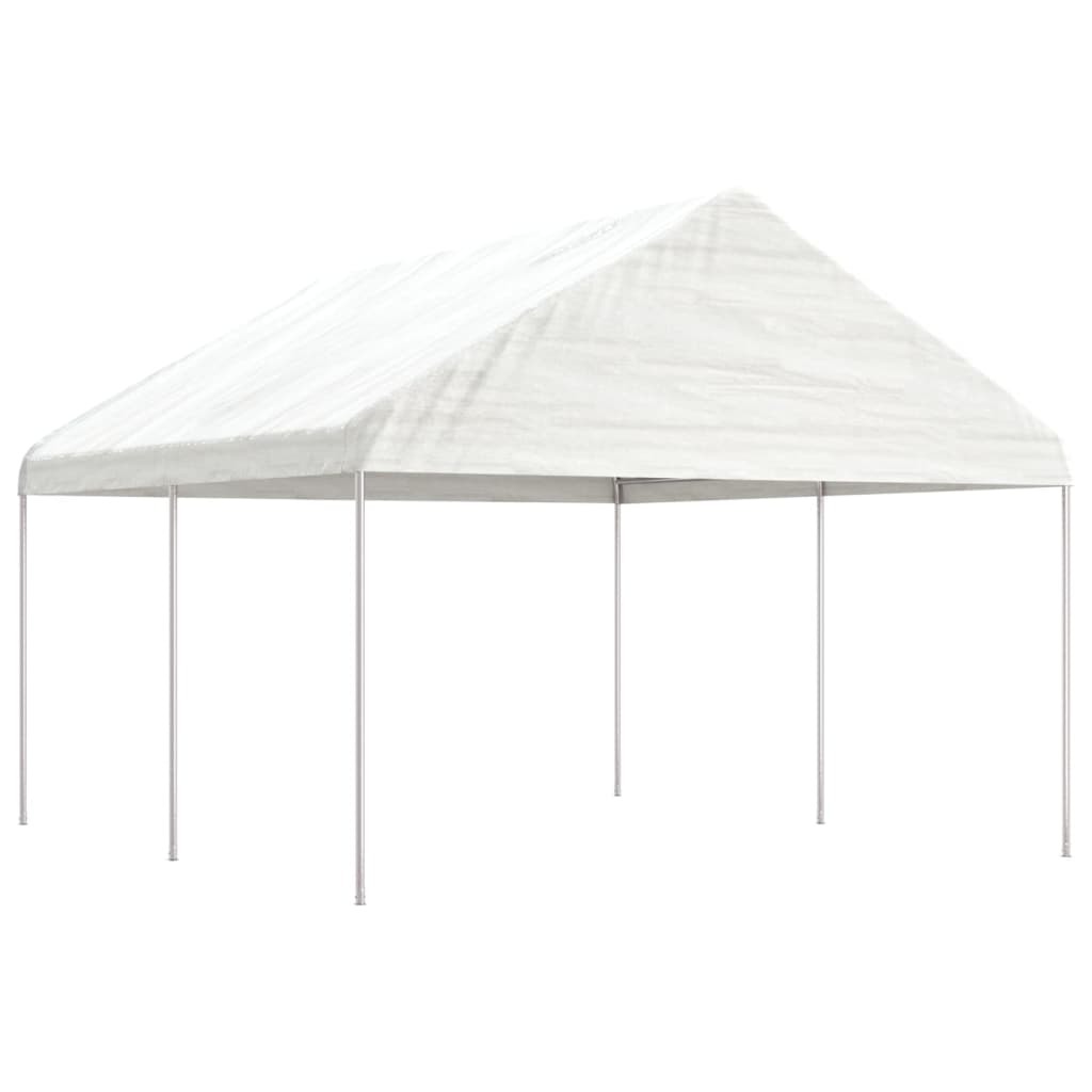Pavillon Mit Dach Weiß 4,08X2,23X3,22 M Polyethylen