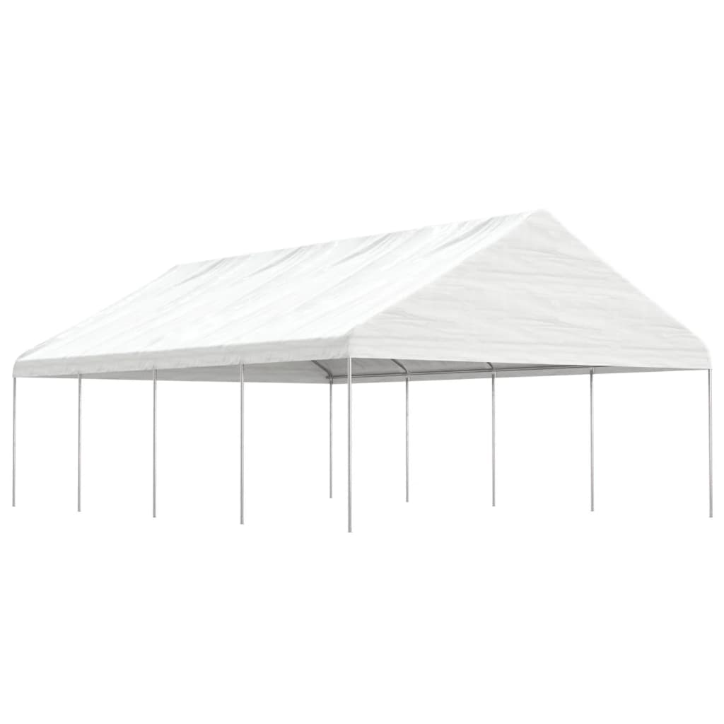 Pavillon Mit Dach Weiß 5,88X2,23X3,75 M Polyethylen