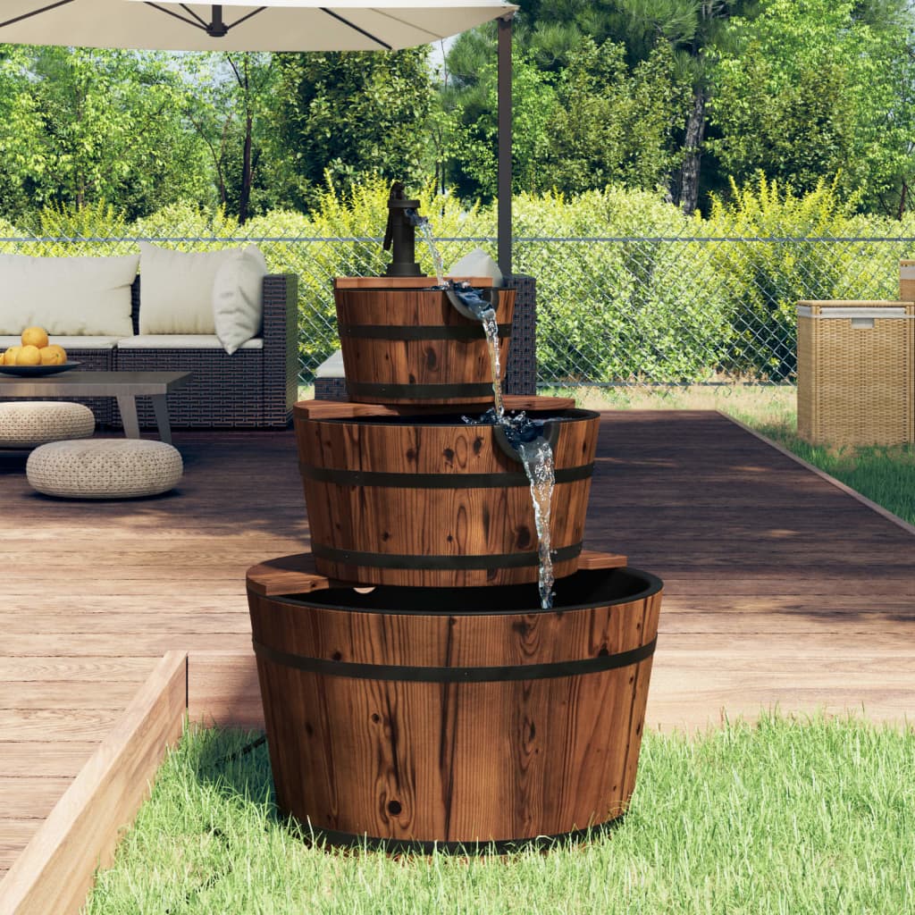 Gartenbrunnen Mit Pumpe 44,5X44,5X58 Cm Massivholz Tanne
