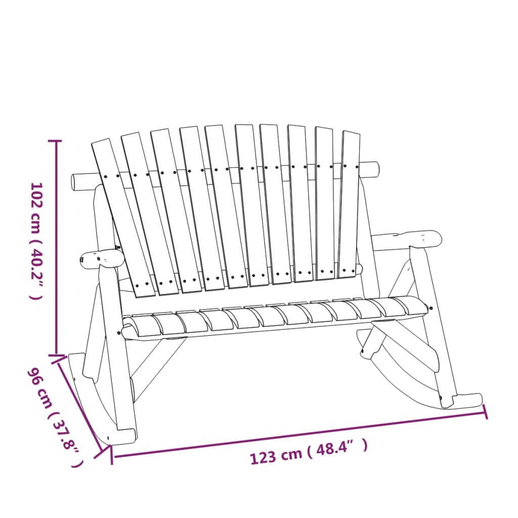 Garten-Schaukelbank 2-Sitzer 123X96X102 Cm Massivholz Fichte