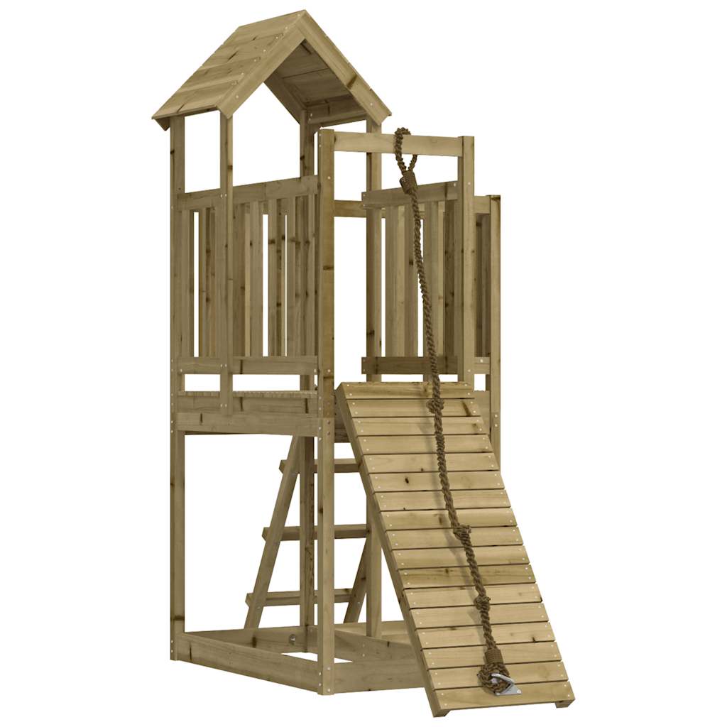 Spielturm Mit Kletterwand Imprägniertes Kiefernholz