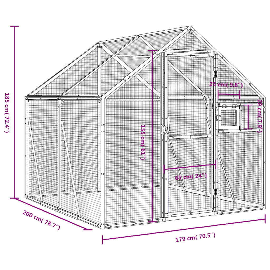 Voliere N 1,79X2X1,85 M Aluminium